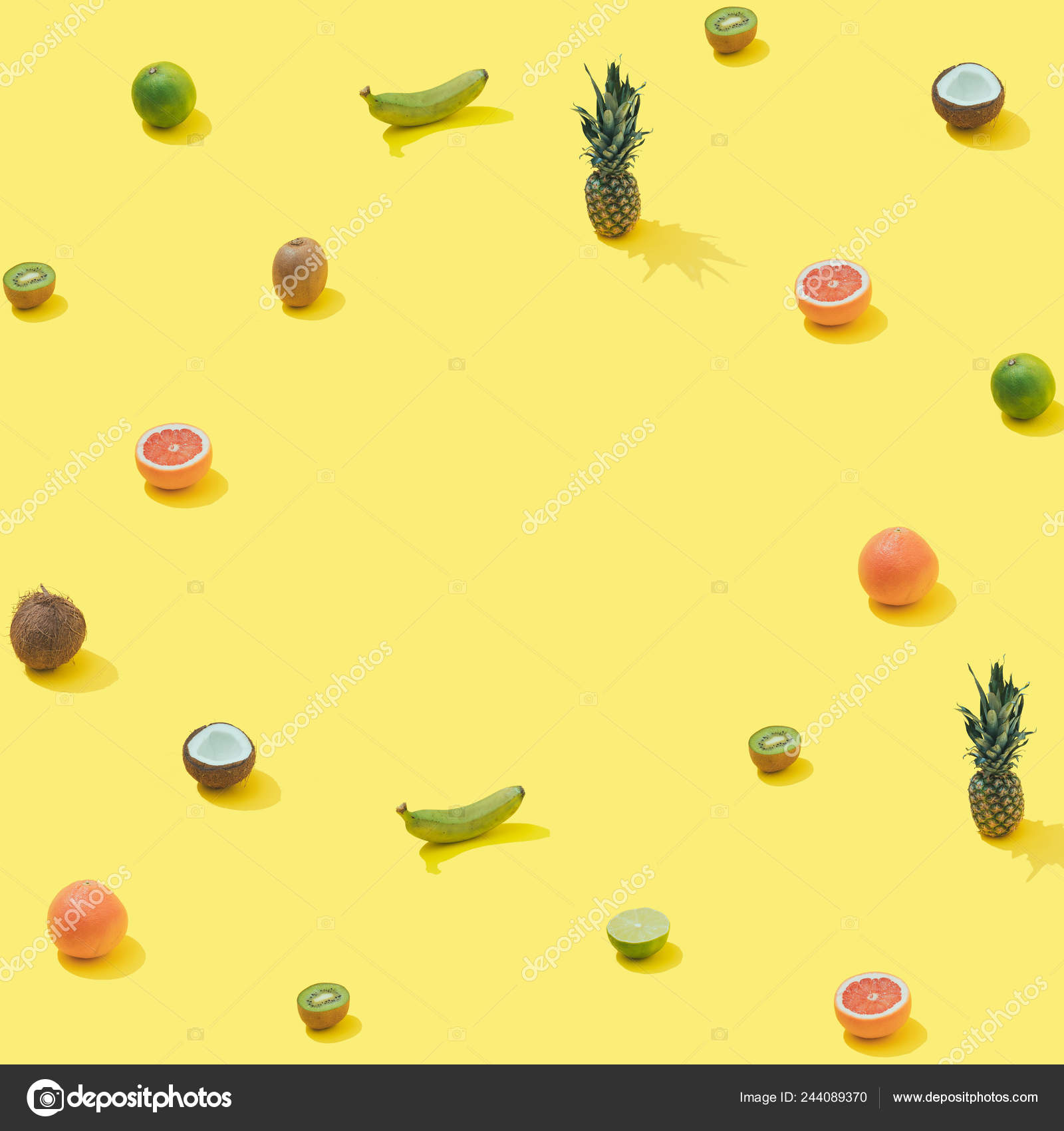 Tropical Fruit Pattern Pastel Yellow Background Minimal Summer Food Concept Royalty Free Photo Stock Image By C Zamurovic 244089370