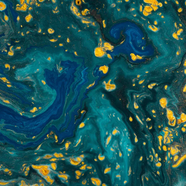 Fondo Pintura Azul Abstracto Con Polvo Brillo Dorado — Foto de Stock