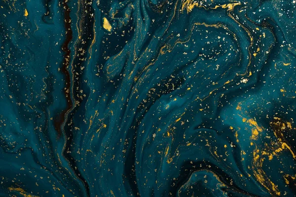 Abstract Blauw Verf Achtergrond Met Gouden Glitterpoeder — Stockfoto