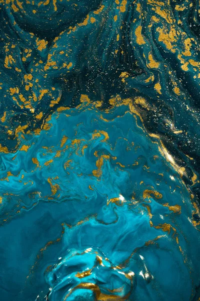 Fondo Pintura Azul Abstracto Con Polvo Brillo Dorado —  Fotos de Stock