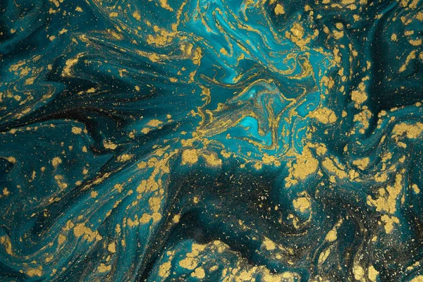 Fundo Pintura Azul Abstrato Com Brilho Dourado — Fotografia de Stock