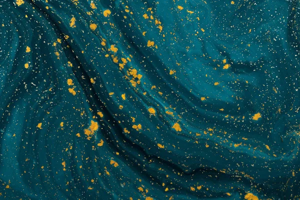 Abstract Blue Paint Background Golden Glitter Powder — Stock Photo, Image