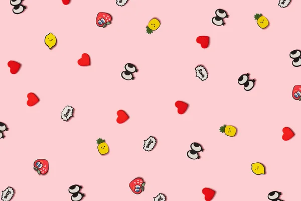 Pattern Made Pop Art Symbols Pastel Pink Background Minimal Style — Stock Photo, Image