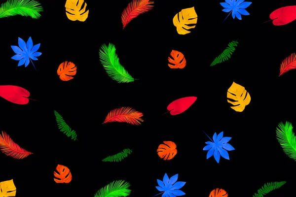 Néon Motif Feuilles Tropicales Dans Des Couleurs Fluorescentes Vives Sur — Photo