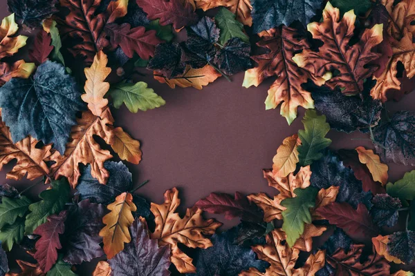 秋天的场景背景与五颜六色的叶子 最小自然季节性概念 — 图库照片