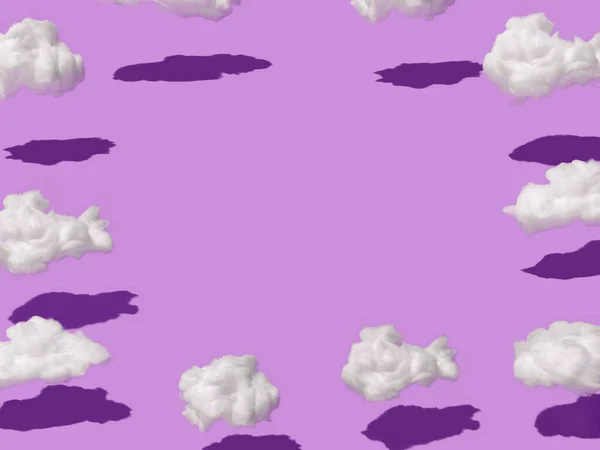 Patrones Mínimos Abstractos Hechos Con Nubes Sobre Fondo Púrpura Pastel —  Fotos de Stock