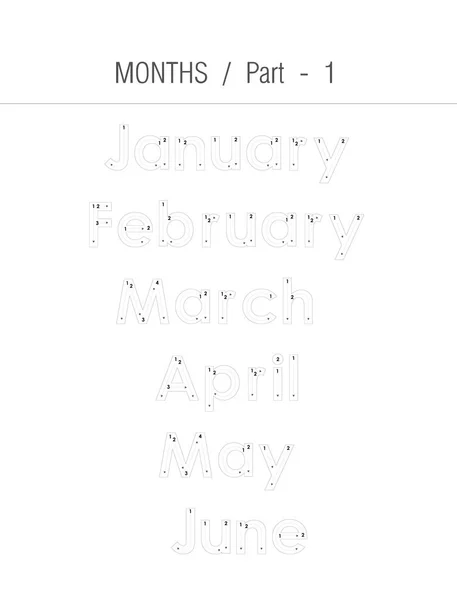 Months Part Tracing Worksheet Kids — Stock Photo, Image