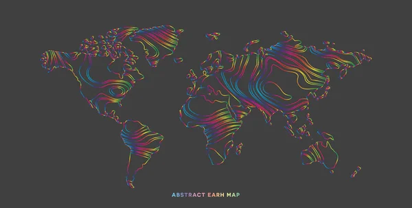 Abstract earth map consist of colorful stripes — Stock Vector