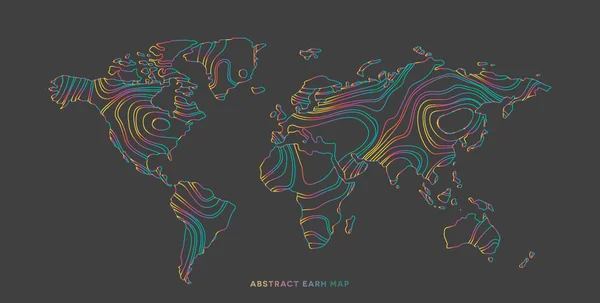 Abstract earth map consist of colorful stripes — Stock Vector