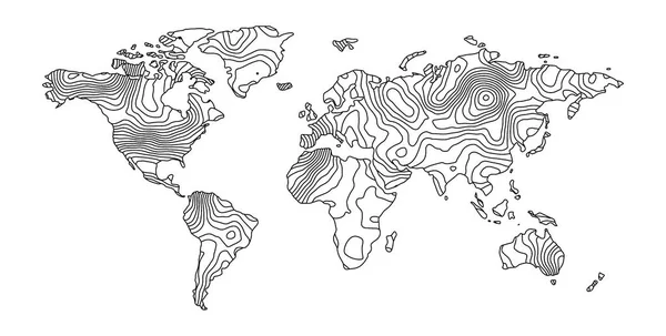 El mapa abstracto de la tierra consta de rayas — Vector de stock