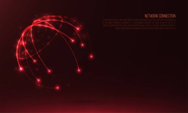 Soyut küre şeklinde parlayan çevreler ve parçacıklar. Genel ağ bağlantısı görselleştirme. Fütüristik dünya küre. 3D gezegen kavramı. Bilim ve teknoloji arka plan