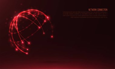 Soyut küre şeklinde parlayan çevreler ve parçacıklar  .