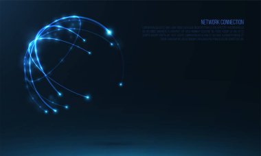 Soyut küre şeklinde parlayan çevreler ve parçacıklar  .