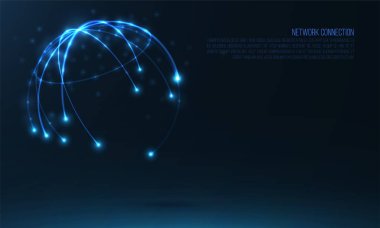 Soyut küre şeklinde parlayan çevreler ve parçacıklar  .