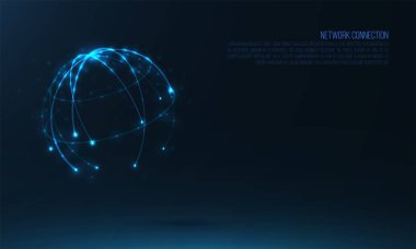 Soyut küre şeklinde parlayan çevreler ve parçacıklar  .