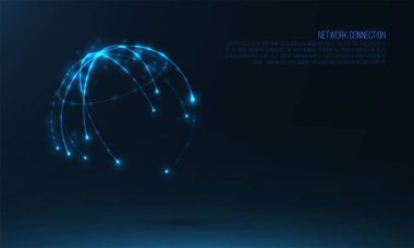 Soyut küre şeklinde parlayan çevreler ve parçacıklar  .