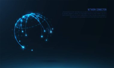 Soyut küre şeklinde parlayan çevreler ve parçacıklar  .