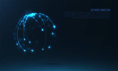 Soyut küre şeklinde parlayan çevreler ve parçacıklar  .