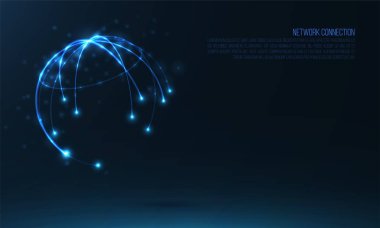 Soyut küre şeklinde parlayan çevreler ve parçacıklar  .