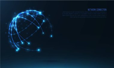 Soyut küre şeklinde parlayan çevreler ve parçacıklar  .