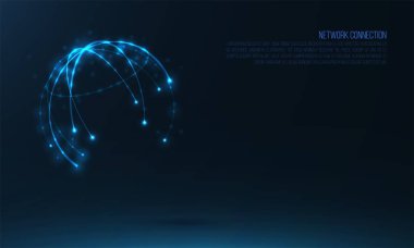 Soyut küre şeklinde parlayan çevreler ve parçacıklar  .