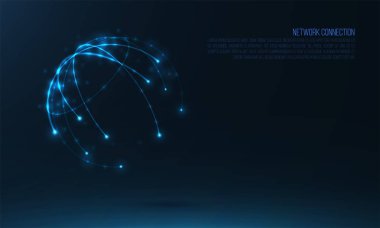 Soyut küre şeklinde parlayan çevreler ve parçacıklar  .