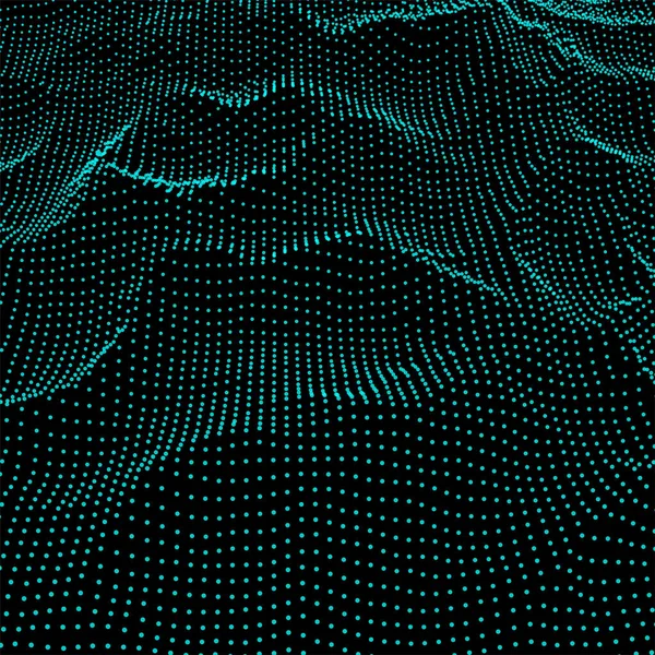 La cuadrícula de ondas digitales abstracta consiste en partículas  . — Vector de stock