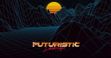Soyut synthwave arka plan Retro tarzında tamamlandı.
