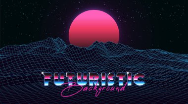 Soyut synthwave arka plan Retro tarzında tamamlandı.