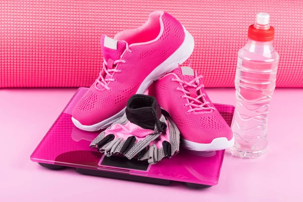 Roze Schalen Vrouwen Dingen Voor Het Sporten — Stockfoto