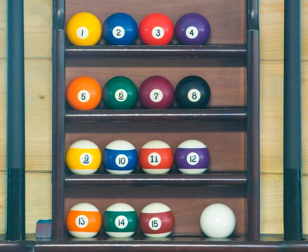 Кульки Більярду Стійка Порядку Стійці Зберігання Набору Інвентарю Ігрового Басейну — стокове фото