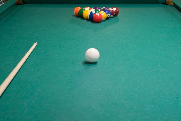 Das Set Für Billard Billardkugeln Und Queue — Stockfoto