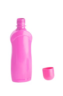 Temizlik ve dezenfeksiyon Ajan, üzerinde beyaz izole ile pembe şişe açmak