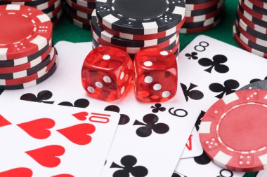 kavram arka plan zar, cips ve kartlar poker oynamak için