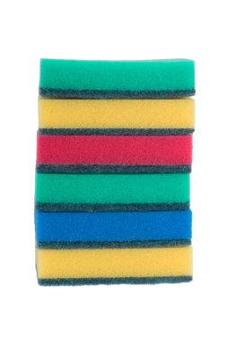 beyaz izole temizlik için renkli süngerler Piramidi