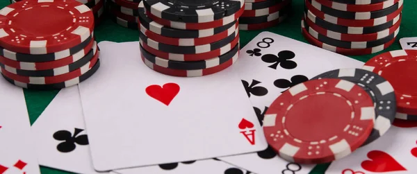 Casino Arka Plan Poker Kumar Için Rasgele Dağınık Öğeler — Stok fotoğraf