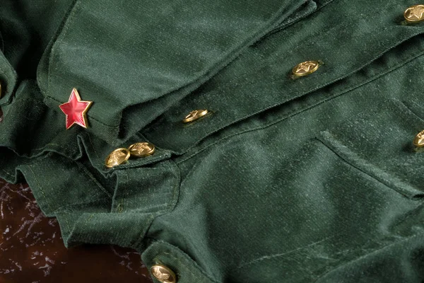 Forma Verde Con Una Stella Rossa Della Seconda Guerra Mondiale — Foto Stock