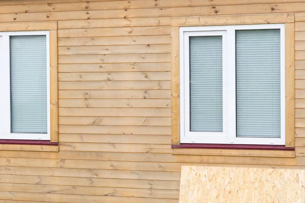 Wooden Sheet Plywood Closing Windows Lies Next House — Stock Photo, Image