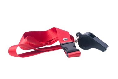 Beyaz arka planda izole edilmiş kırmızı dantelli spor ıslığı