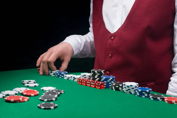 Croupier Wetten Auf Den Tisch Spiel Blackjack Nahaufnahme — Stockfoto