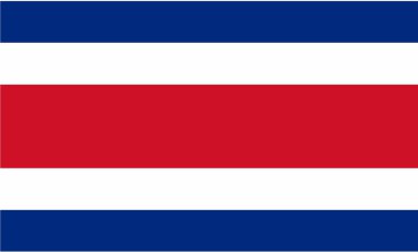 Standart boy ve orantılı Kosta Rika resmi bayrak vektörü. Doğru boyut ve renkte ulusal bayrak amblemi.