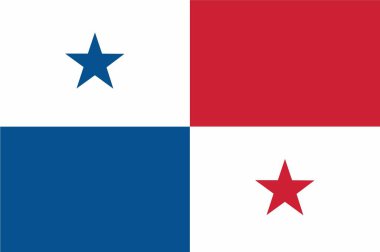 Standart boy ve orantılı Panama resmi bayrak vektörü. Doğru boyut ve renkte ulusal bayrak amblemi.