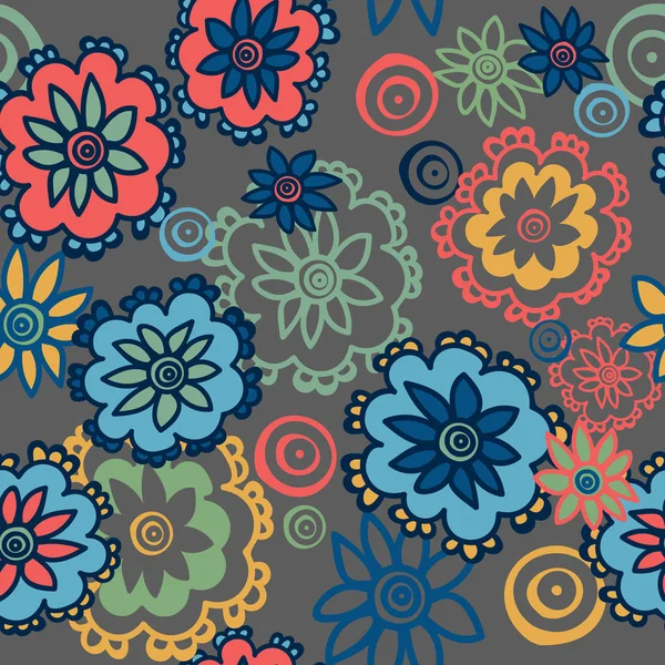 Seamless Pattern Flowers Gray Background Your Design Vector — Stock Vector