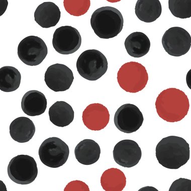 Desen sorunsuz boyama soyut siyah ve kırmızı polka. Tasarımlarınız için. Vektör.