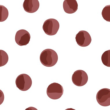Beyaz bir arka plan üzerinde desen polka kahverengi ve çikolata. Tasarımlarınız için. Vektör.