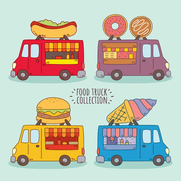 Set of food truck illustrations and graphics