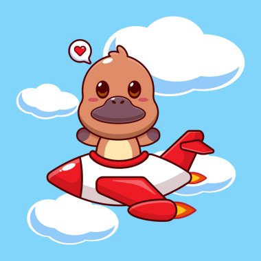 Şirin ornitorenk maskot çizgi film karakteri çizimi.