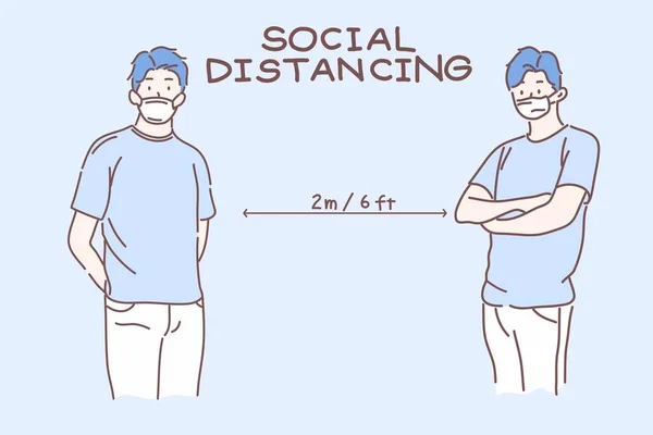 Konzept Der Sozialen Distanzierung Menschen Halten Distanz Der Öffentlichkeit Sich — Stockvektor