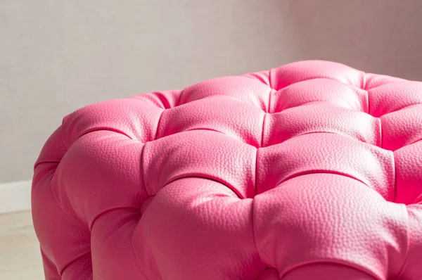 Close-up pouf, furniture with decoration buttons in the home interior