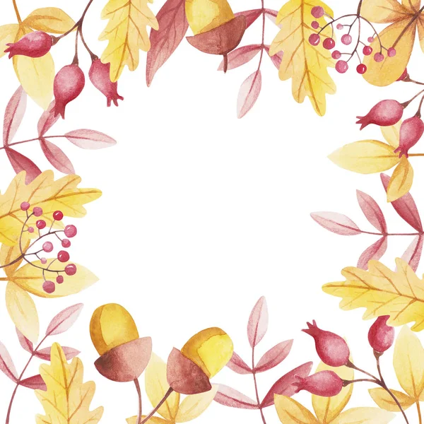 Herbstgestell für den Ladenverkauf. Aquarellblätter. — Stockfoto